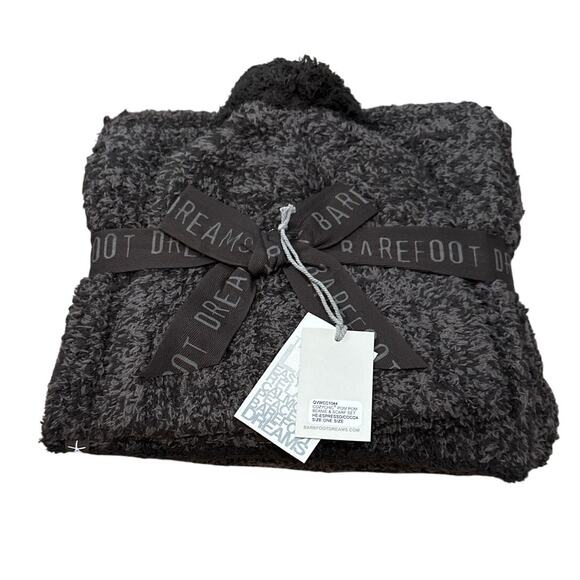 Barefoot Dreams Cozychic Pom Pom Beanie & Scarf Set Espresso One Size New - Picture 1 of 3